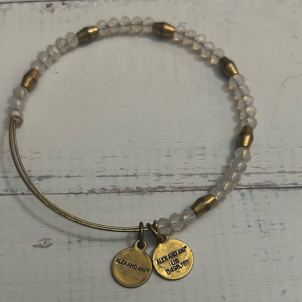 Alex and Ani Gold and Clear Beaded Charm Bracelet - Picture 2 of 2